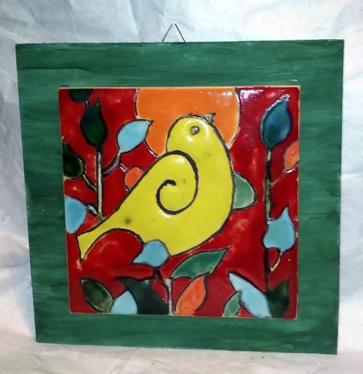 Cuadro decorativo pajarito amarillo